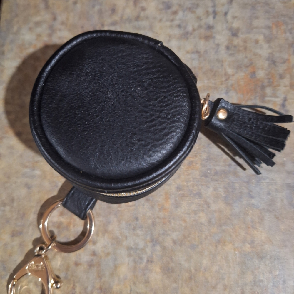 Itzy Ritzy Black Leather Tassel Keychain